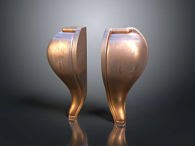 Shiny Copper Symmetrical Decorative Sculptures Pair For Home Art 3d model
