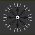 Electronic Component With Silver Sphere And Black Cables White Metal Contacts In Radial Arrangement