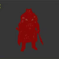 Muscular Man in Wolf Head Headdress and Leather Outfit with Bone Decorations Holding Spear
