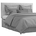Modern Gray Bed With Soft Bedding Decorative Pillows And Upholstered Headboard 3d model