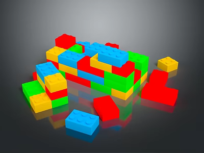 Colorful Plastic Building Blocks In Assorted Colors For Children Creative Play And Construction Toys 3d model