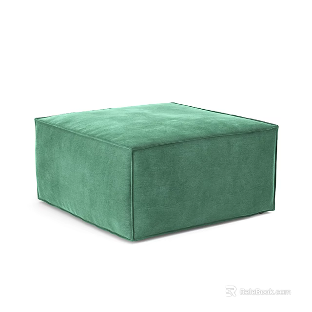 Green Square Velvet Ottoman Ideal For Living Room Seating And Decor 3d model 