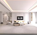 Elegant Modern Living Room Interior With Decorative Ornaments Set Display Shelf And Soft Lighting