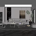 Elegant Modern Living Room Interior With Leather Sofa Coffee Table And Potted Plant