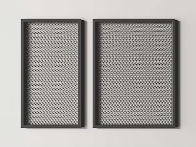 Two Modern Black Framed Mesh Partition Panels for Indoor Decoration 3d model