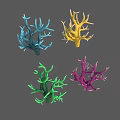 Colorful Coral Like Plants In Blue Yellow Green Purple Colors