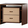 Modern Bedside Table Design With Two Drawers Brown Frame And Beige Fronts