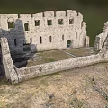 Ancient Building Ruins With Stone Walls Arched Windows And Grassland Surroundings