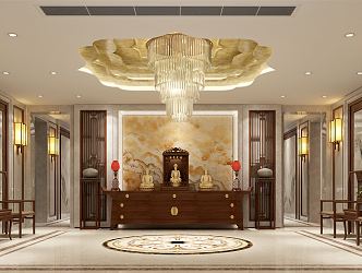 new chinese style buddha hall villa buddha hall 3d model