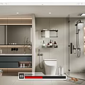 Modern Bathroom Interior With Illuminated Mirror Vanity Toilet Glass Shower And Shelves