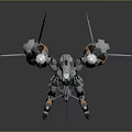 Mechanical Creature Character with Multiple Wings Mechanical Legs White Body Blue And Orange Details