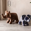 Decorative Brown And Blue Elephant Figurines For Modern Interior Decoration 3d model