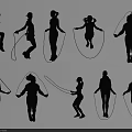 Diverse Silhouettes Of People Skipping Rope In Different Exercise Poses