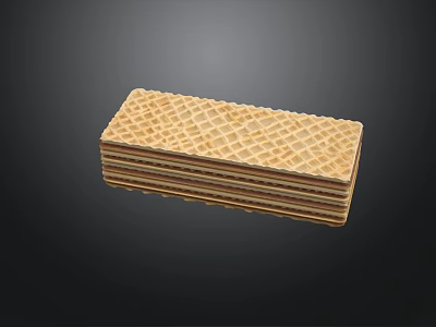 Golden Stacked Wafer Cookies With Crispy Layers And Waffle Pattern 3d model