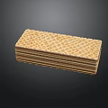 Golden Stacked Wafer Cookies With Crispy Layers And Waffle Pattern