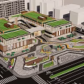 Modern Commercial Landscape With Green Roofs Open Plaza And Leisure Areas