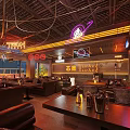 Modern Bar Interior With Stylish Lighting Seating Area And Bar Counter