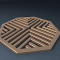 Octagonal Wall Decor With Geometric Hollow Lines And Metallic Golden Design