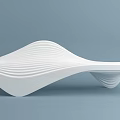 Modern Orange Wave Shaped Outdoor Chair With Sleek Curves And Wooden Texture