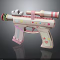 Pink Decorative Toy Gun With Cloud Shape Rainbow Stripes Hearts And Stars Scope