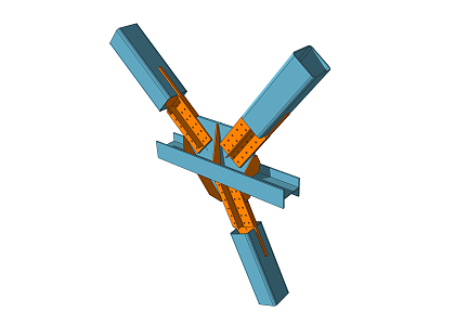 modern member steel structure connecting member 3d model