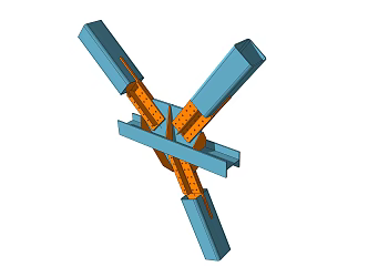 modern member steel structure connecting member 3d model