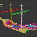 Wooden Ship Shaped Play Equipment with Masts and Sails for Kids Outdoor Playground Fun