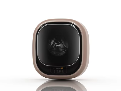 Tan Square Shaped Washing Machine With Front Viewing Window And Digital 3d model