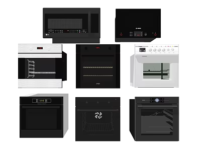 Modern Kitchen Appliances Featuring Microwave Oven Stove And Various Styles 3d model