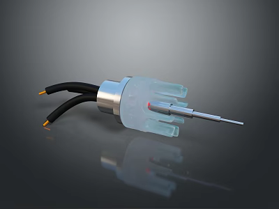 Computer Internal Connector With Transparent Casing Metal Tip And Black Wires 3d model
