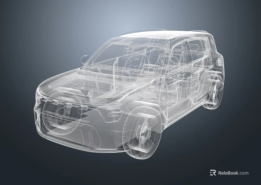 3D Transparent Car Model Showcasing Detailed Interior Structure And Framework Design Features 3d model 
