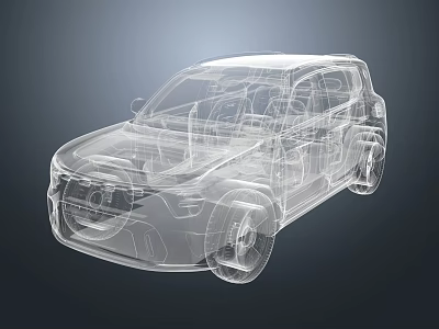 3D Transparent Car Model Showcasing Detailed Interior Structure And Framework Design Features 3d model