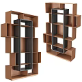 Modern Geometric Shelving Unit With Open Structure And Brown Black Finish 3d model