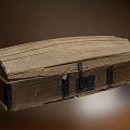 Antique Rustic Wooden Chest Featuring Curved Top And Metal Handle Details