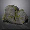 Natural Stone Rocks With Green Moss And Textured Surfaces