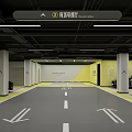 Modern Spacious Parking Garage With Electric Vehicle Area Arrow Signs And Parked Cars