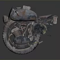 Rusted Vintage Motorcycle With Weathered Metal Frame And Classic Engine Design
