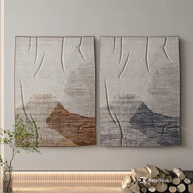 Modern Square Rugs With Textured Design Gradient Colors And Abstract Mountain Patterns For Wall Decor 3d model