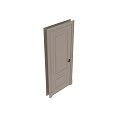 Two Simple Paneled Hinged Doors With Light Color And Black Handles 3d model