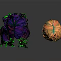 Colorful 3D Character Hair Models With Purple Green And Orange Curly Styles