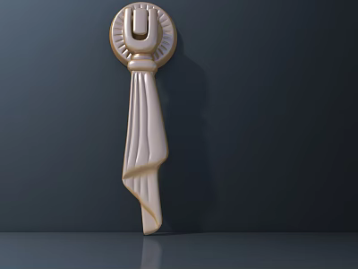 Elegant Decorative Furniture Handle With Ornate Circular Top And Pleated Curved Design 3d model