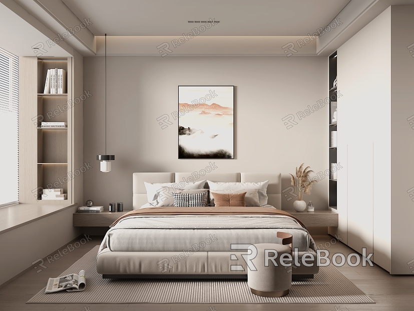 Cream wind home bedroom model