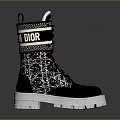 Stylish Black Dior Boots With Silver Details White Sole And Snake Print Texture