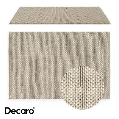 Natural Woven Square Rug With Striped Texture And Detailed Pattern Design 3d model