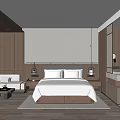 Elegant Modern Hotel Room Interior With Wooden Elements King Bed Sofa And Lighting 3d model