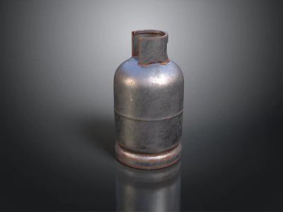Metallic Silver Gas Cylinder With Cylindrical Body Top Opening And Base 3d model