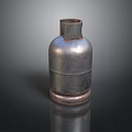 Metallic Silver Gas Cylinder With Cylindrical Body Top Opening And Base