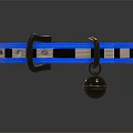 Blue Reflective Pet Collar With Black White Checkered Design And Bell