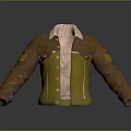 Brown and Yellow Jacket With Fleece Collar Buttons and Patched Design