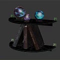 Decorative Ornament Set With Crystal Balls Placed On Stacked Books Shelf For Home